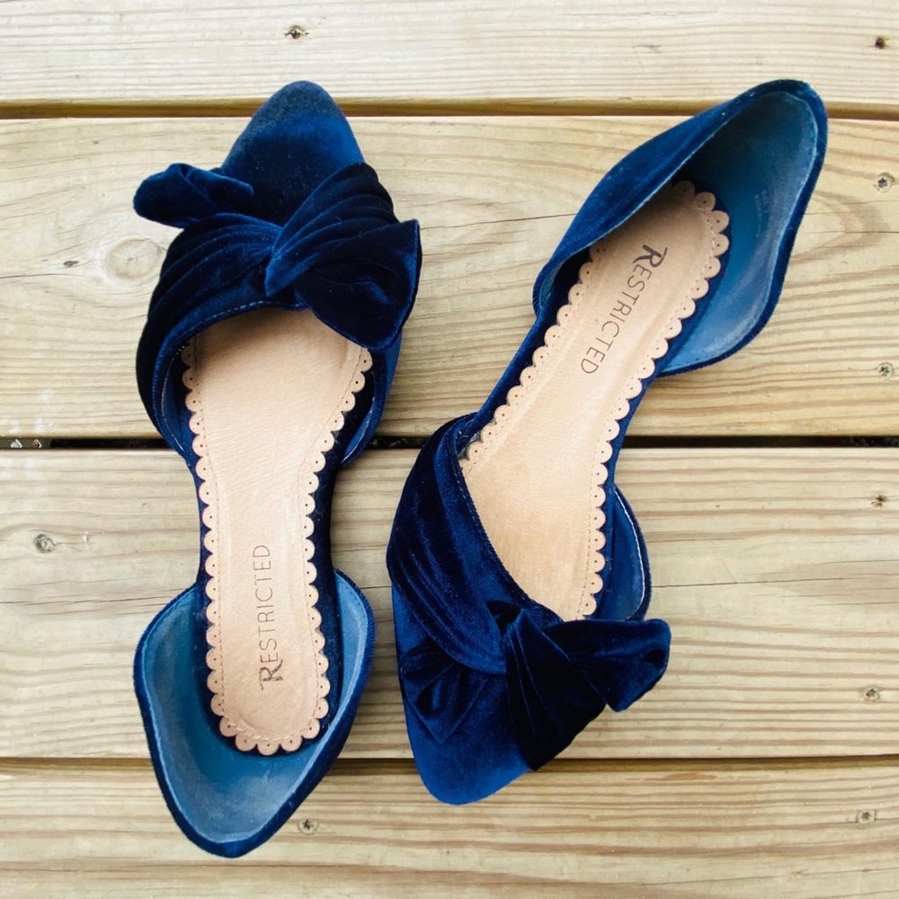Restricted Velvet Royal Blue Teal Flats